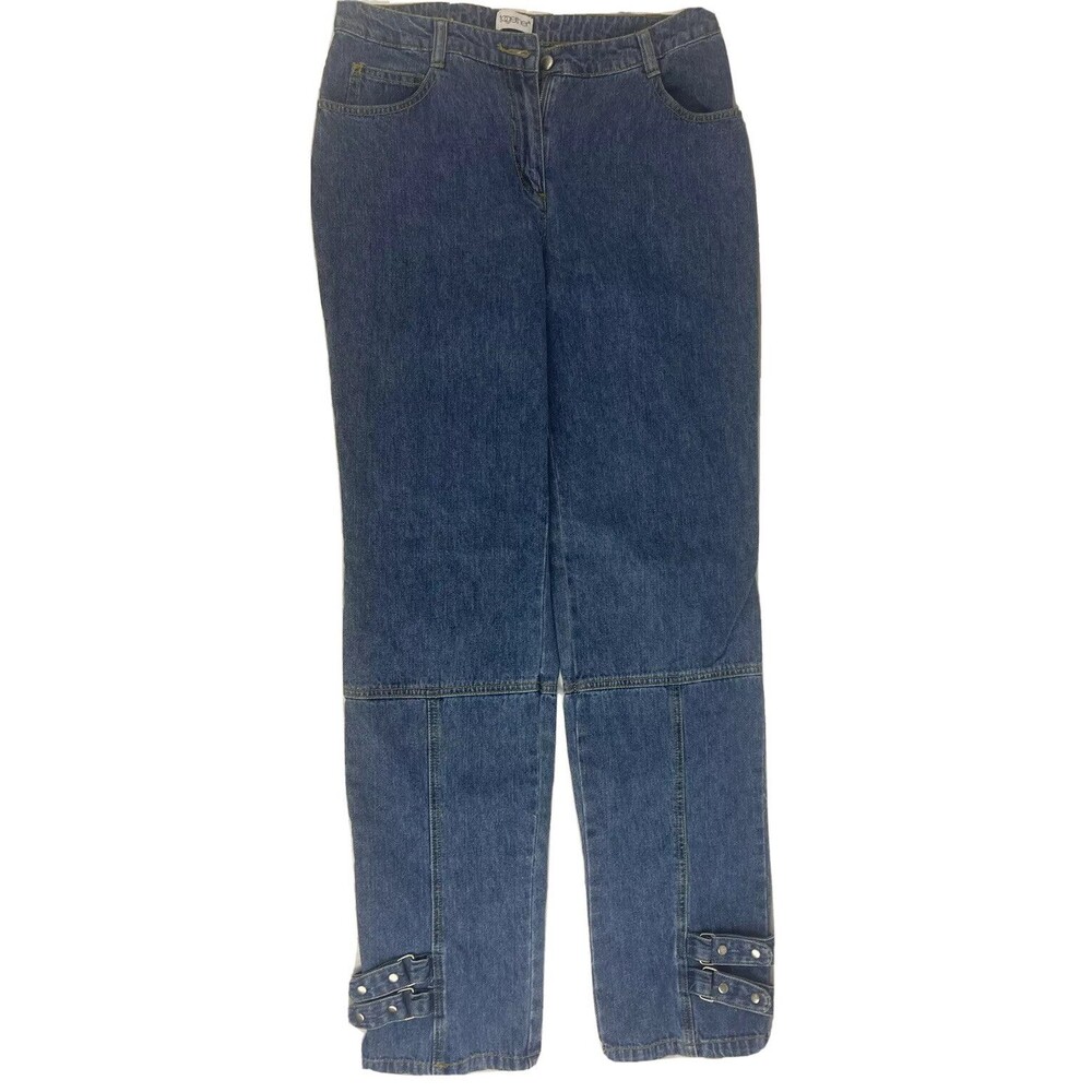 Vintage TOGETHER Womens Jeans Denim Blue Snap Hem Detail High Rise  Sz 8 Cotton